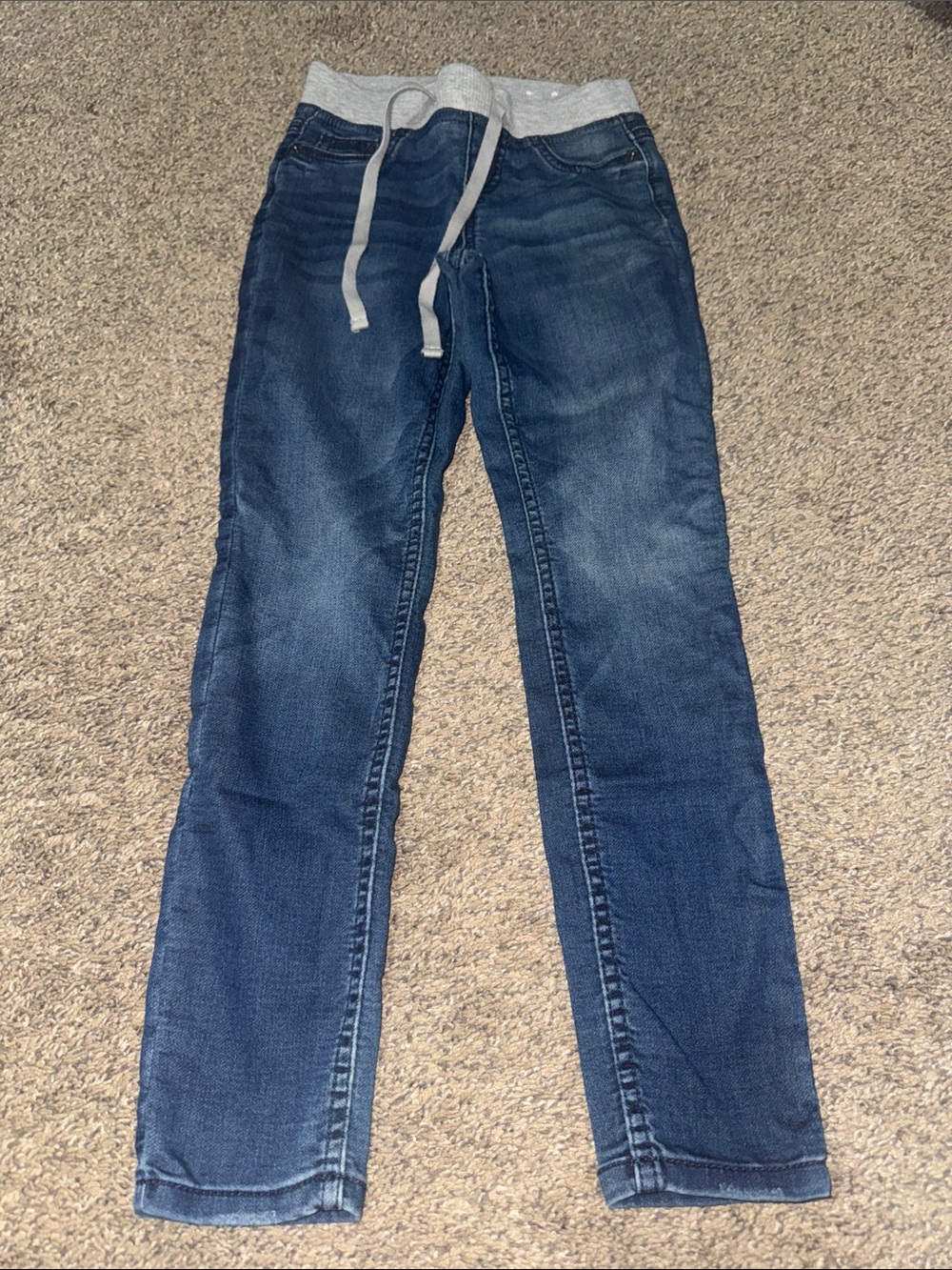 Justice Dark Wash Jogger Jeans with Grey Knit Waist